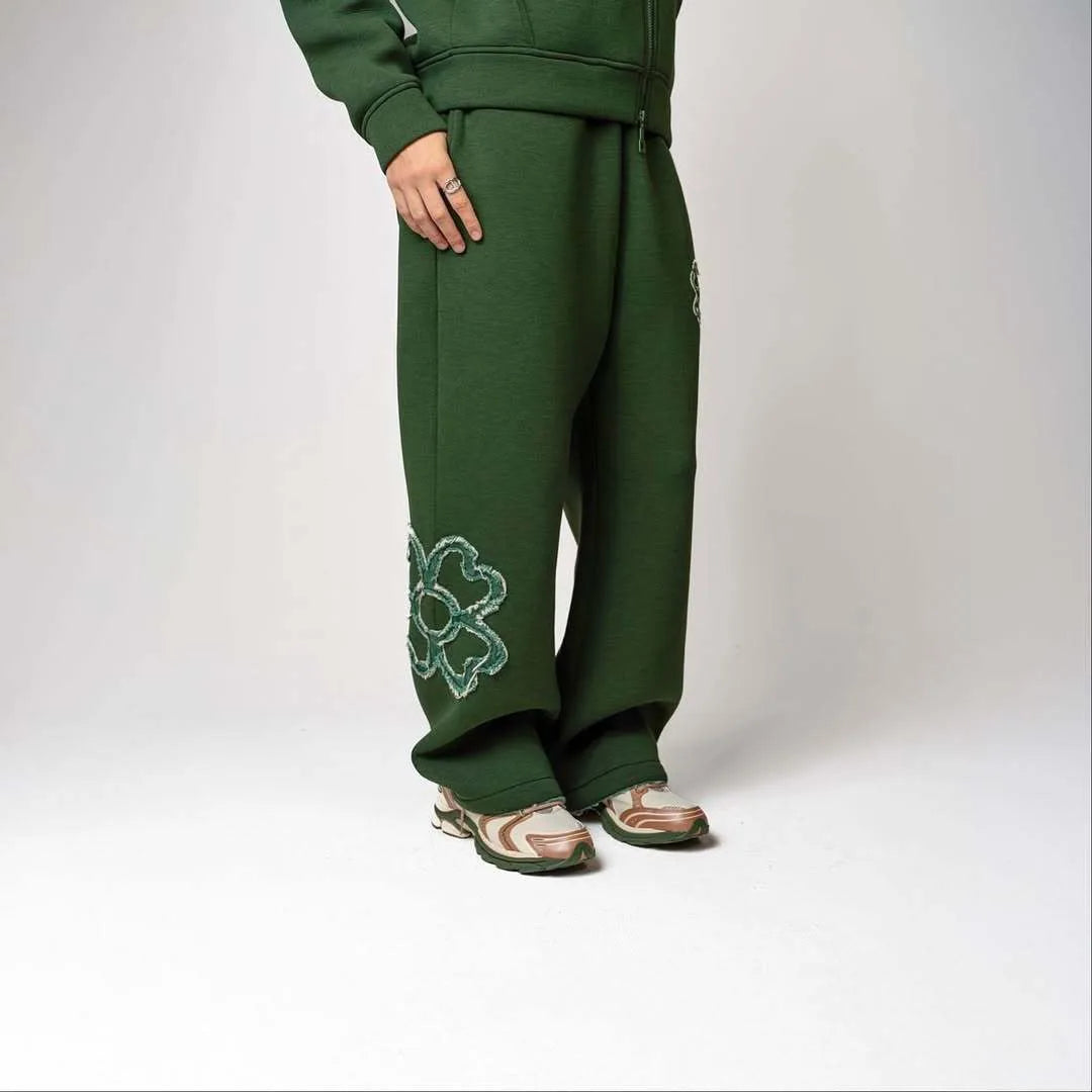 Refined Olive Embroidered Streetwear Set